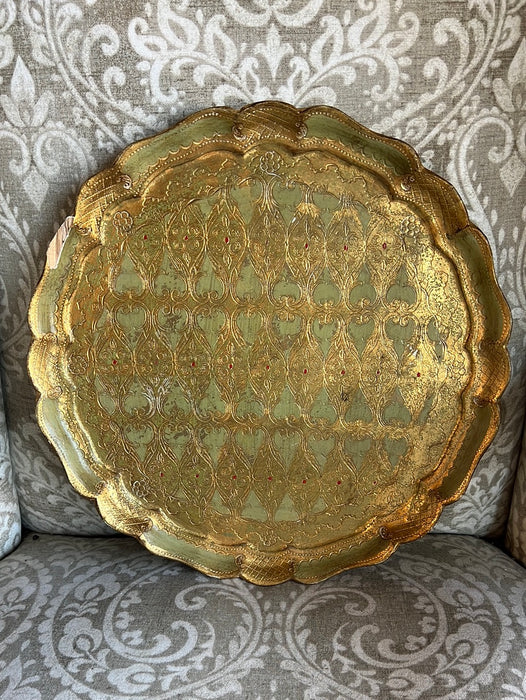 AS IS SMALL ROUND FLORENTINE TRAY