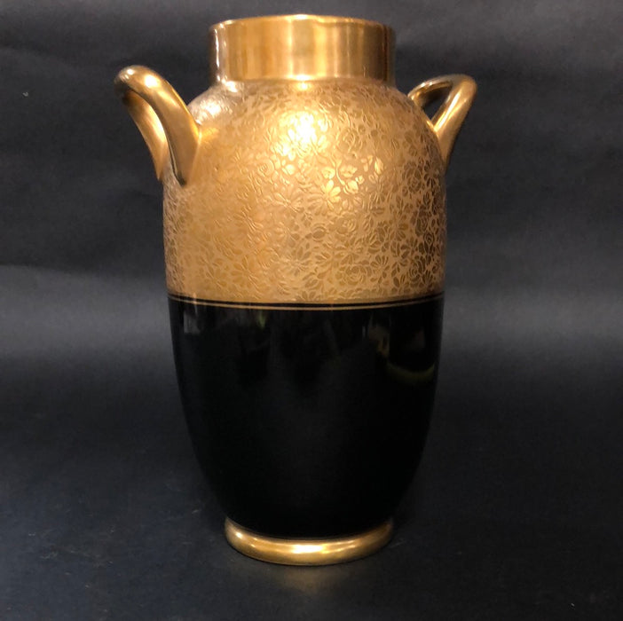 SMALL GOLD AND BLACK HANDPAINTED WITH GOLDEN PHEASANT PICKARD VASE