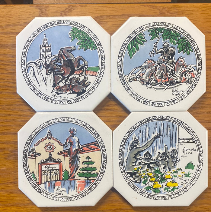 SET OF FOUR MYTHOLOGICAL COASTER