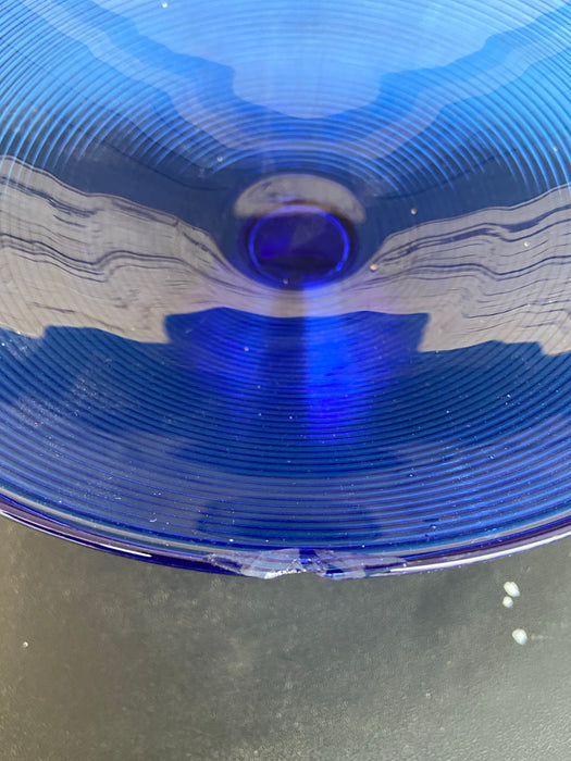 BLUE GLASS COMPOTE - AS FOUND (CHIP)