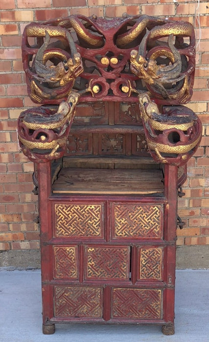 ANTIQUE CHINESE PROCESSIONAL CHAIR WITH CARVED DRAGONS