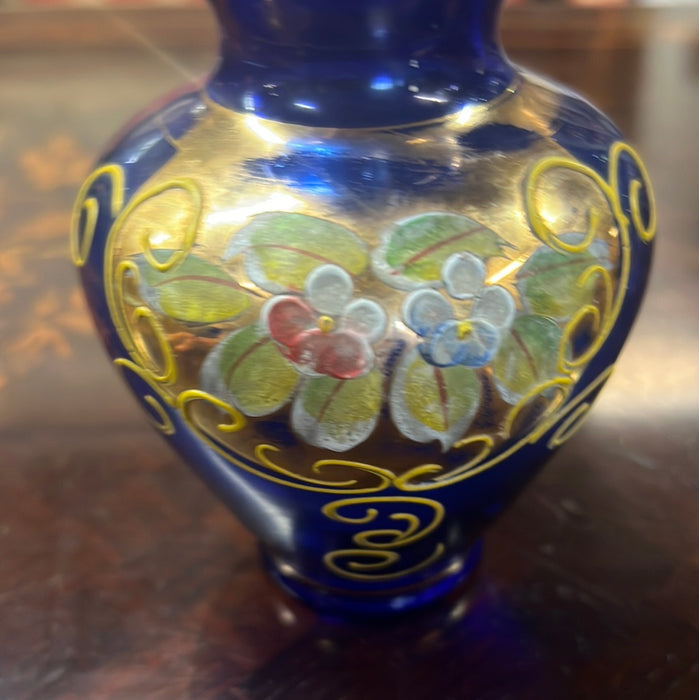 BOHEMIAN GLASS COBALT VASE