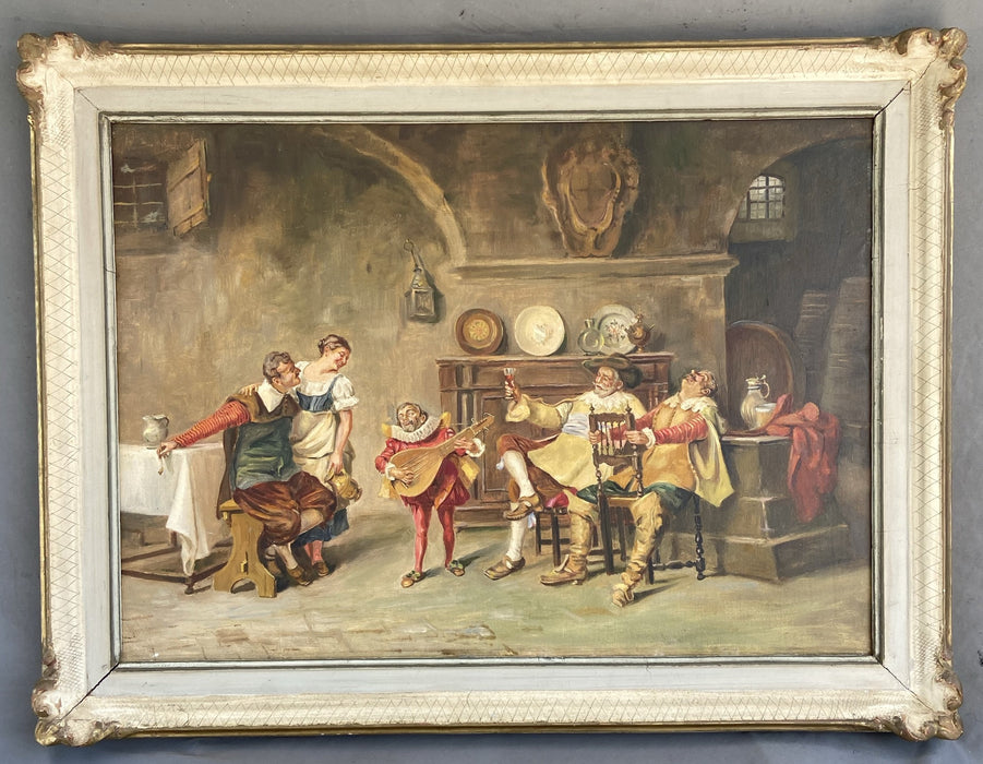 ITALIAN SALON PAINTING WITH LUTE PLAYER