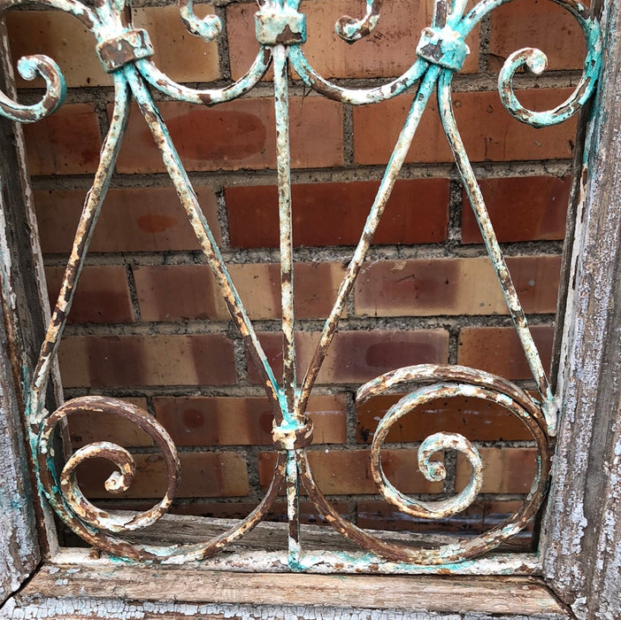 PAIR OF TALL EGYPTIAN DOORS WITH WROUGHT IRON DETAILS