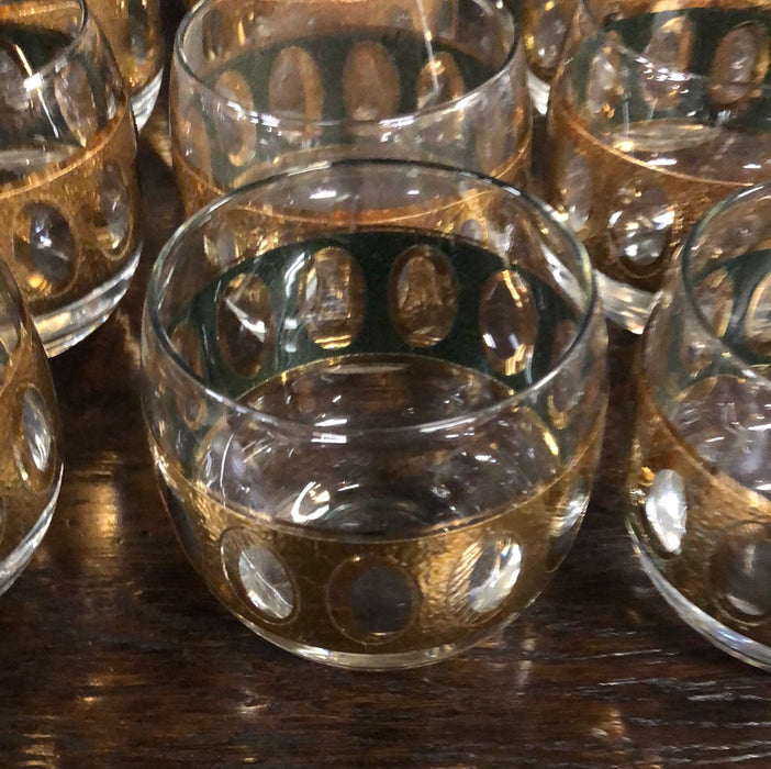 SET OF 12 GOLD PLATED CRYSTAL GLASSES