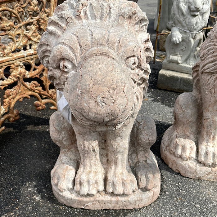 PAIR OF PALE PINK MARBLE GARGOYLES