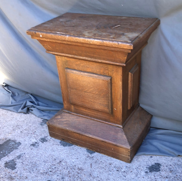 SOLID OAK PEDESTAL FROM CHURCH CIRCA 1920