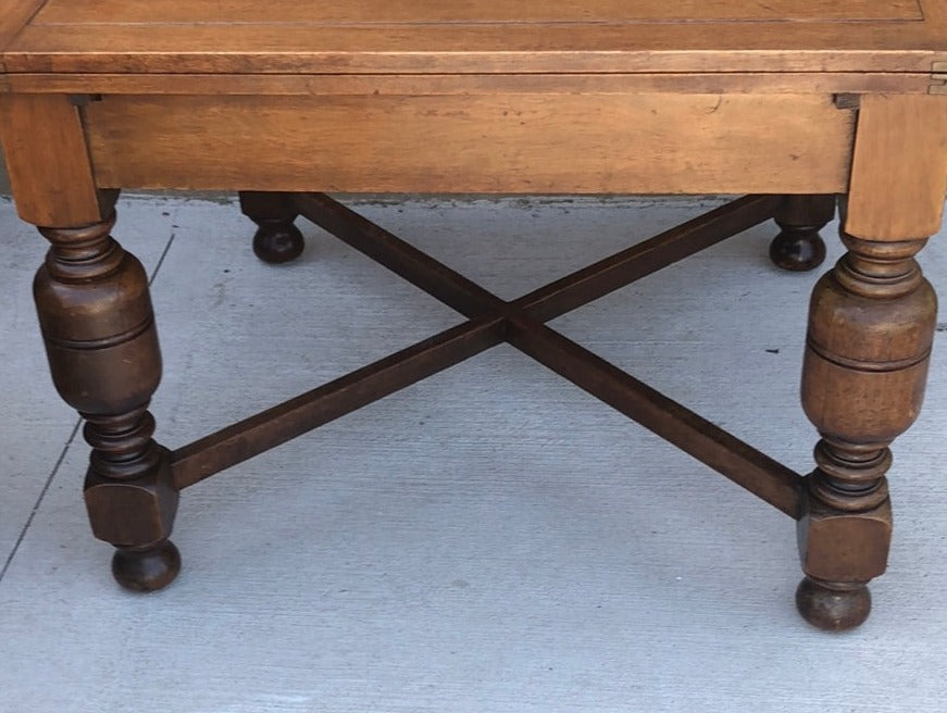 LARGE ENGLISH OAK DRAWLEAF TABLE