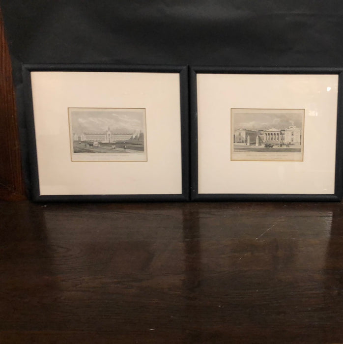 PAIR OF SMALL ENGLISH ARCHITECTURAL ENGRAVINGS