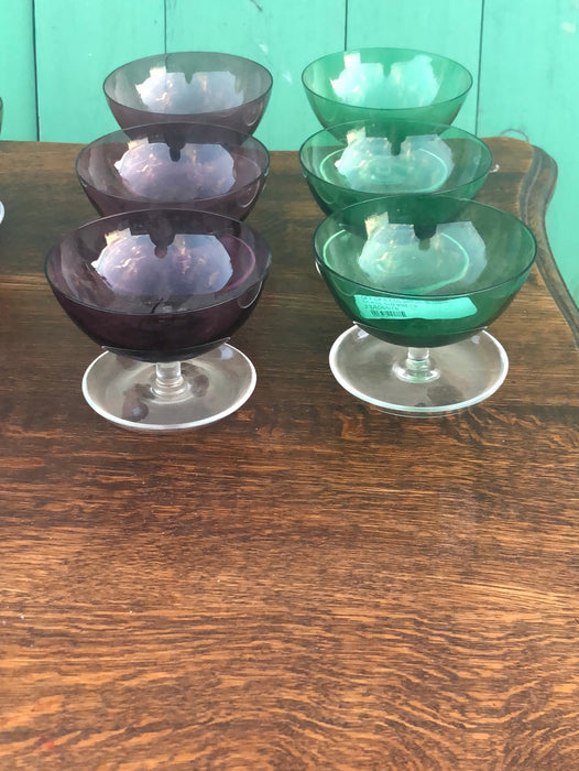 SET OF 6 COLORFUL BLOWN GLASS SHERBETS