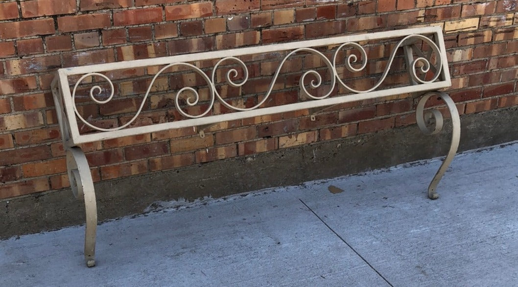 IVORY PAINTED WROUGHT IRON HANGING UNDER WINDOW FLOWER BOX