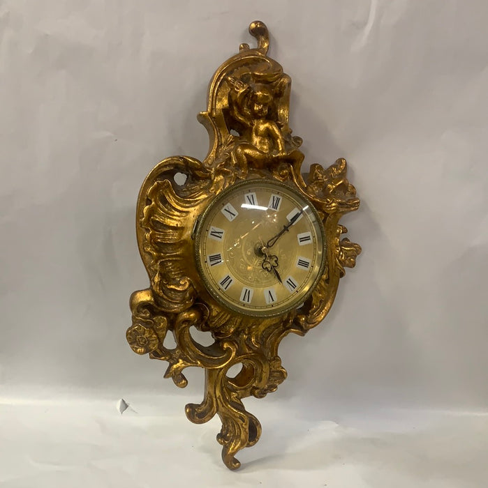 SMALL VINTAGE GOLD GILT WALL CLOCK