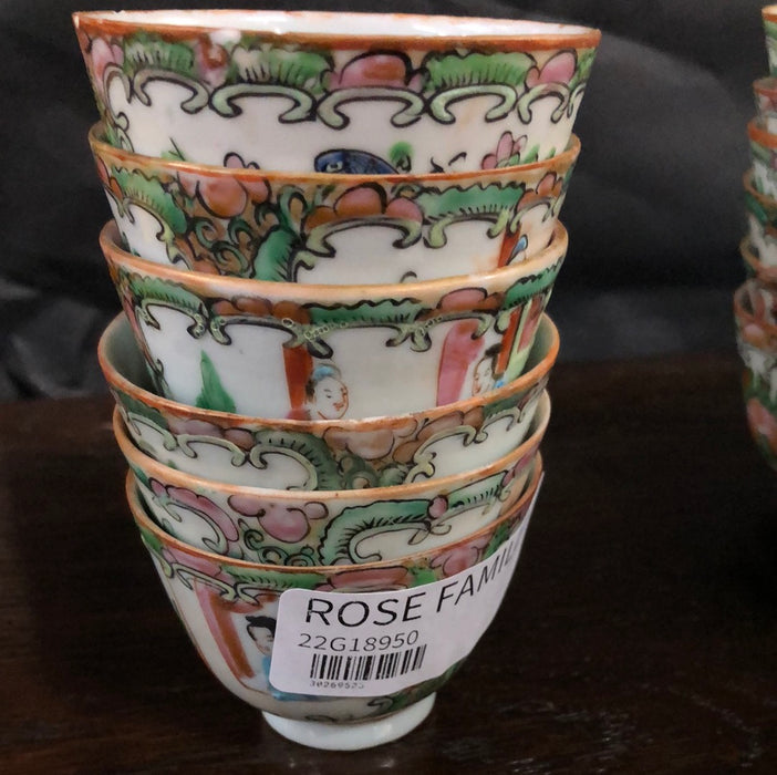 * SET OF SIX ROSE FAMILLE TEA CUPS ADDED TO SOLD LOT