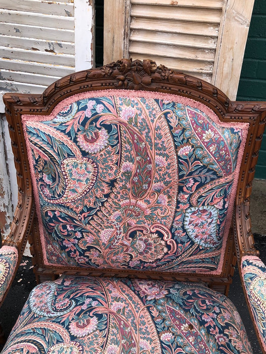 PAIR OF CARVED BACK LOUIS XVI FAUTIEL CHAIRS