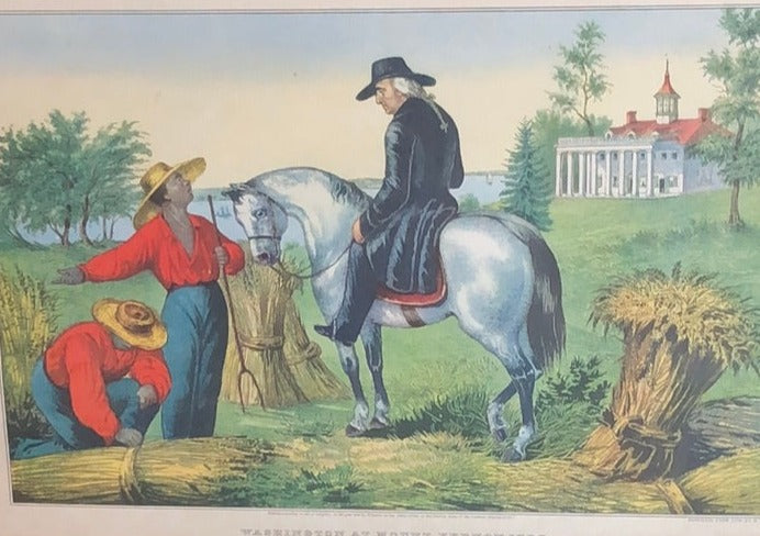 LITHOGRAPH OF GEORGE WASHINGTON AT MT. VERNON