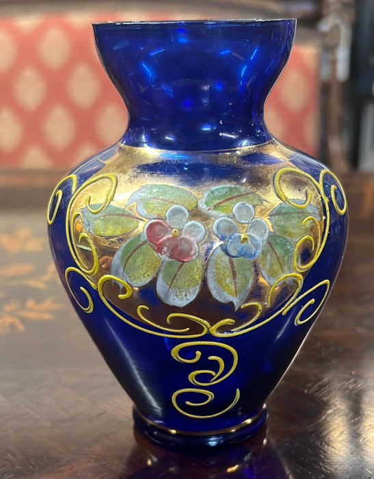 BOHEMIAN GLASS COBALT VASE