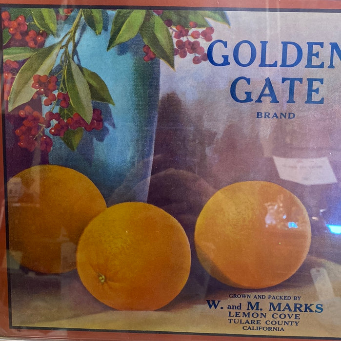 GOLDEN GATE ORANGES CRATE LABEL FRAMED