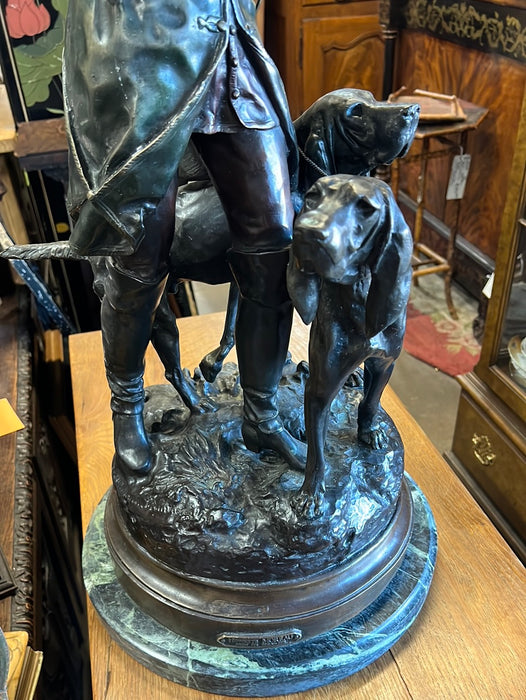 LARGE BRONZE HUNTER WITH DOGS