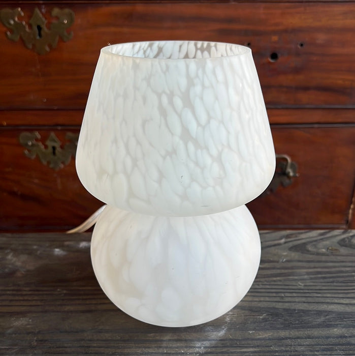 WHITE FROSTED GLASS MUSHROOM SHAPED SMALL LAMP