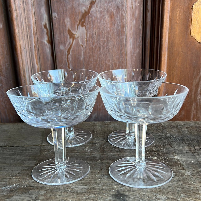 SET OF 4 CUT CRYSTAL CHAMPAGNE GLASSES