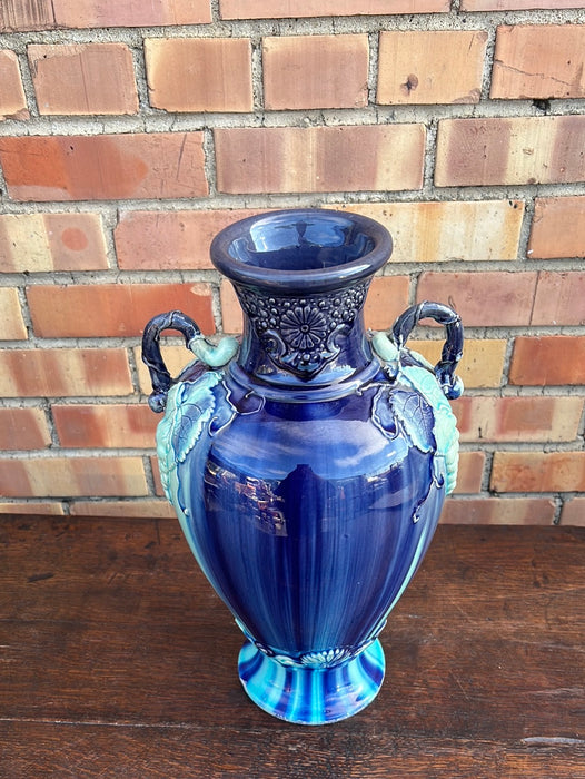 PURPLE AND BLUE MAJOLICA VASE