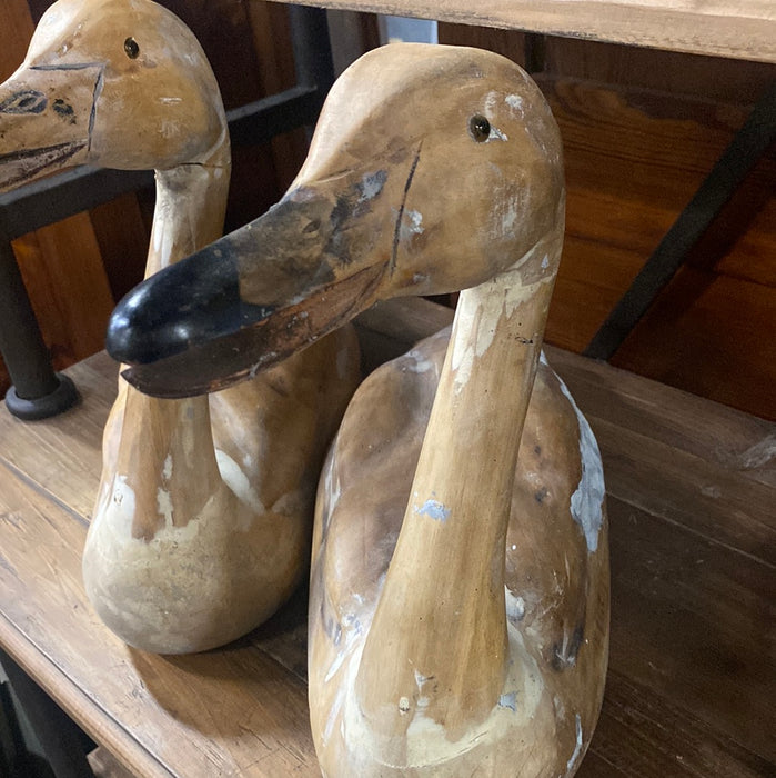 CARVED WOOD GOOSE WITH GLASS EYES - EACH