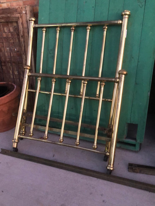 PAIR OF HIGHBACK BRASS TWIN BEDS