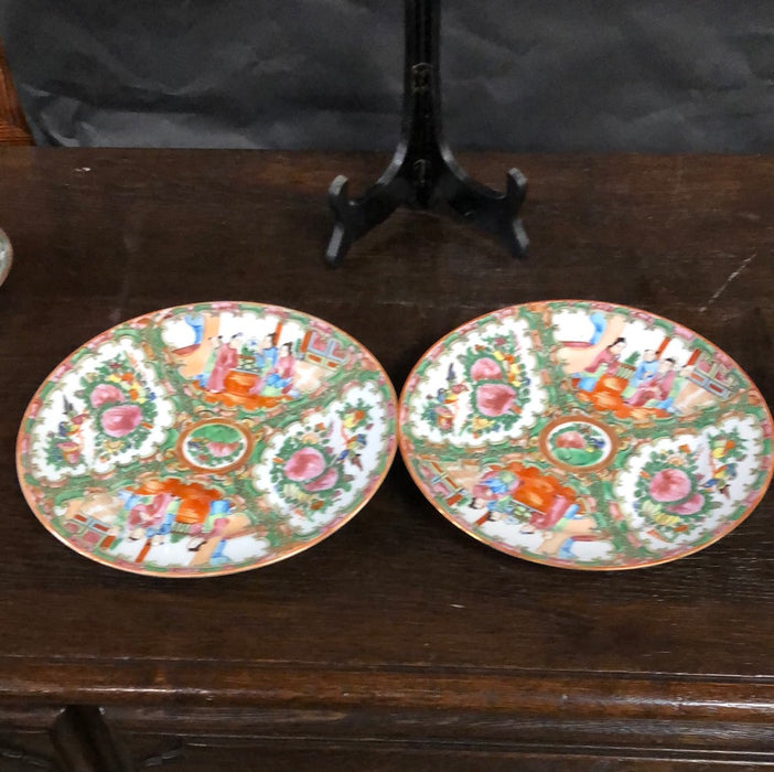 * PAIR OF ROSE FAMILLE SALAD PLATES - ADDED TO SOLD LOT