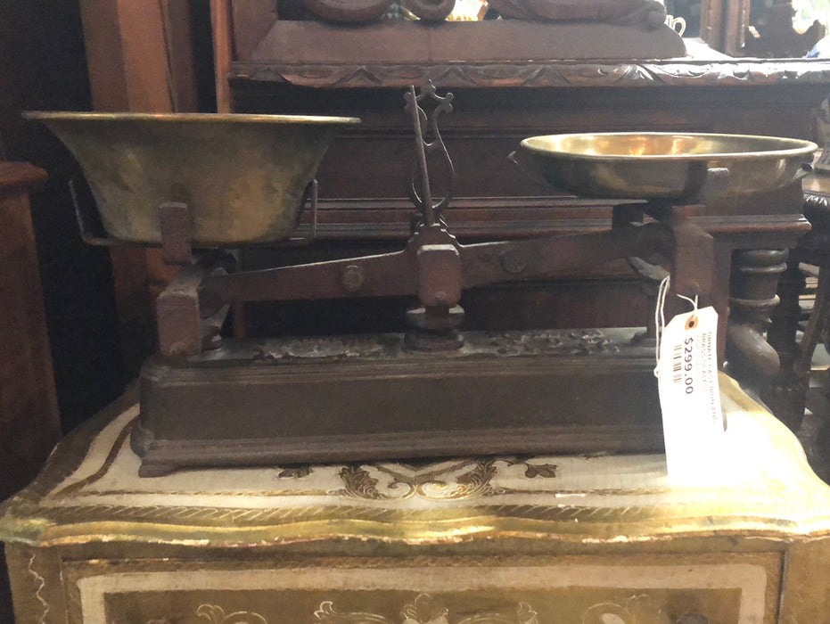 ORNATE CAST IRON AND BRASS SCALES