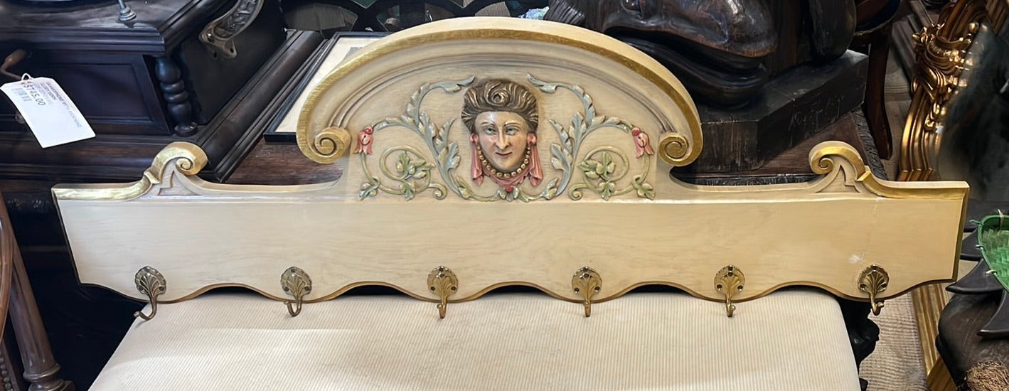 PAINTED LADY CARTOUCHE WALL COAT RACK