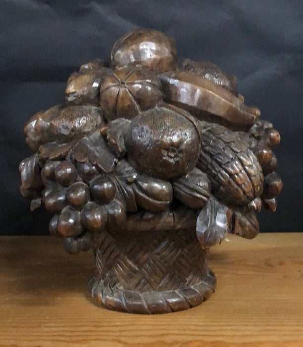 OAK HAND CARVED NEWEL POST FRUIT BASKET FINIAL