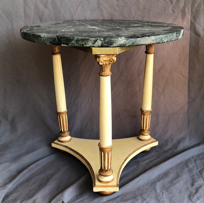 PAIR OF SMALL MARBLE TOP TABORETS