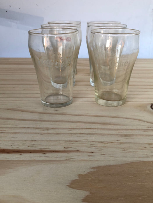 Set of 7-6 ounce white label Coca-Cola glasses