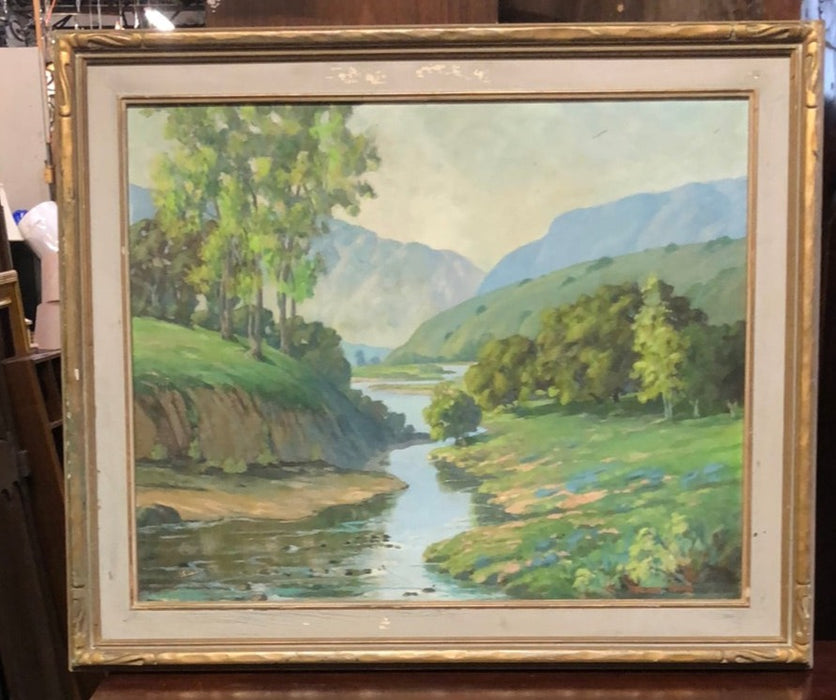 GREEN HUE LANDSCAPE OIL PAINTING BY WALTER YOUNG