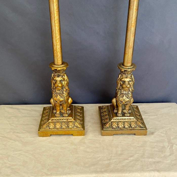 PAIR OF NOT OLD GOLD LION LAMPS