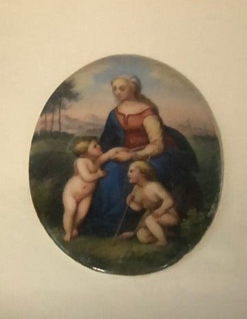 MARY JESUS AND JOHN OVAL PORCELAIN PLAQUE