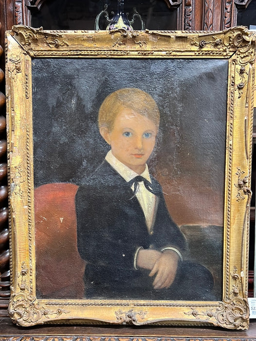 19TH CENTURY PORTRAIT OF A BOY - AS FOUND