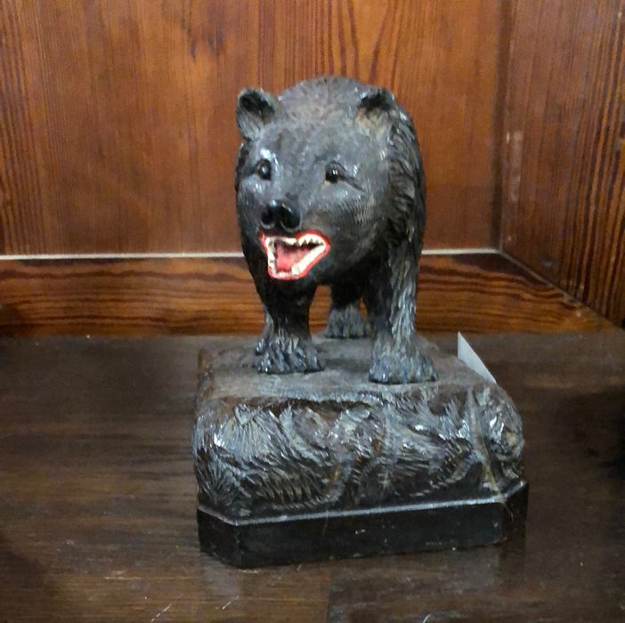 CARVED BLACK FOREST BEAR ON PLATFORM