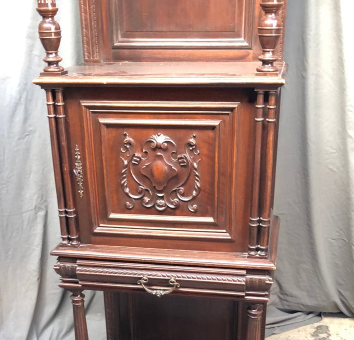 TALL WALNUT HENRI II CREDENCE CABINET