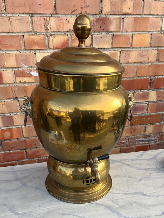 BRASS COFFEE SAMOVAR WITH FOO DOGS