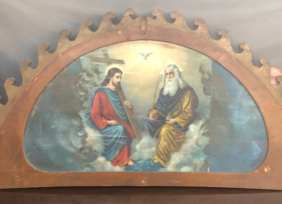 LARGE PRINT OF JESUS IN FAUX GRAINED FRAME ARCHED