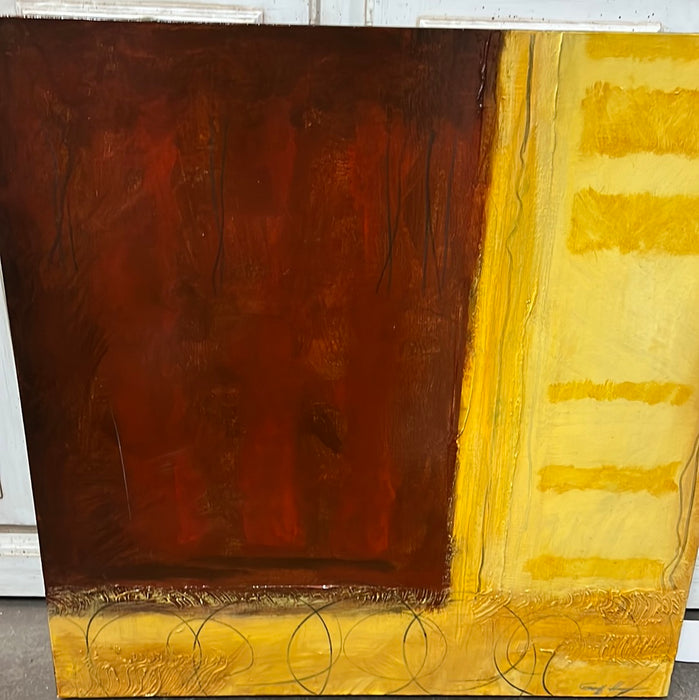 LARGE SQUARE ABSTRACT OIL PAINTING BY GEOFF HAGAR