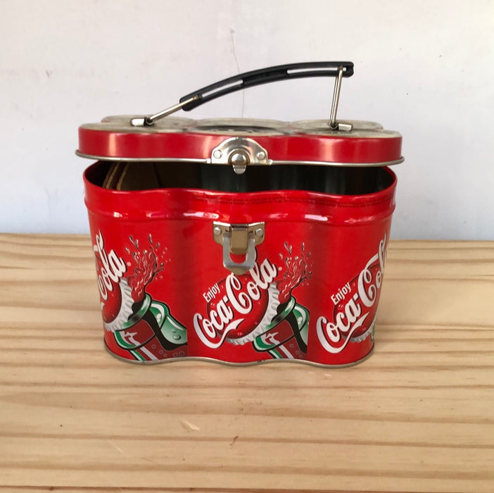 Coca-Cola tin box with handle