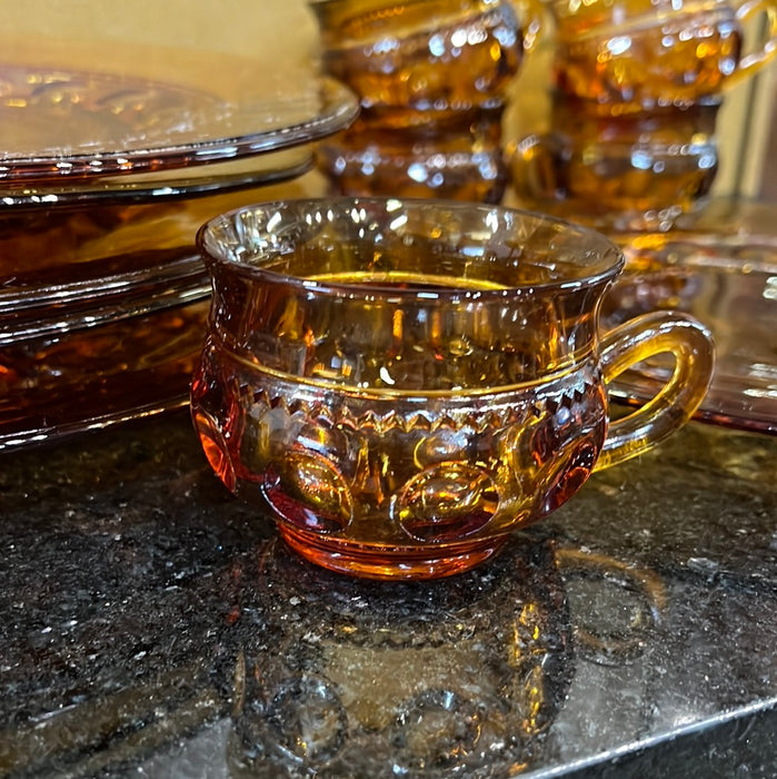 12 PIECE AMBER GLASS SNACK SET