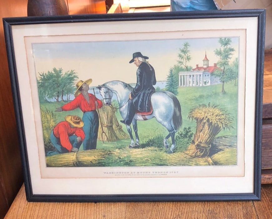 LITHOGRAPH OF GEORGE WASHINGTON AT MT. VERNON