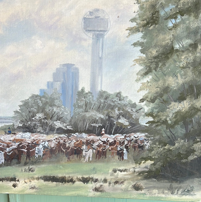 REUNION TOWER PAINTING WITH LONGHORNS