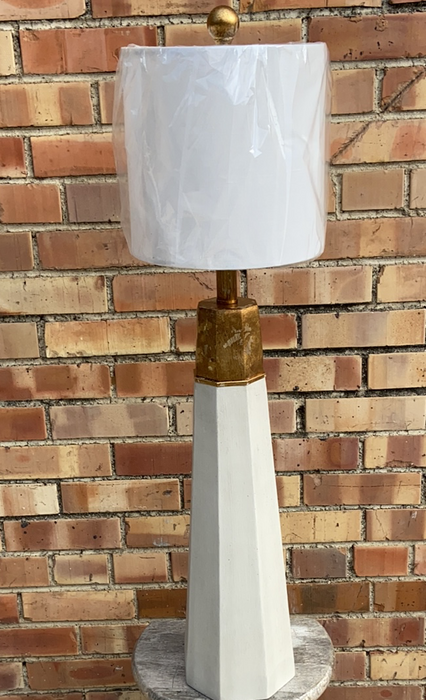 TAPERED GRAY AND GOLD TABLE LAMP