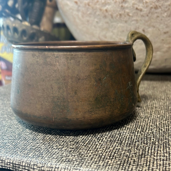 COPPER CUP WITH BRASS HANDLE