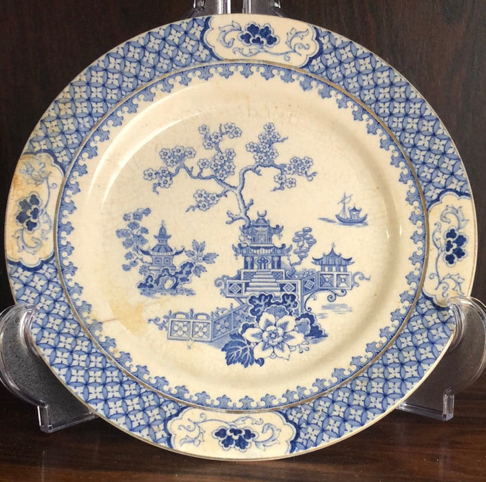 MEAKIN BLUE WILLOW PLATE AS FOUND