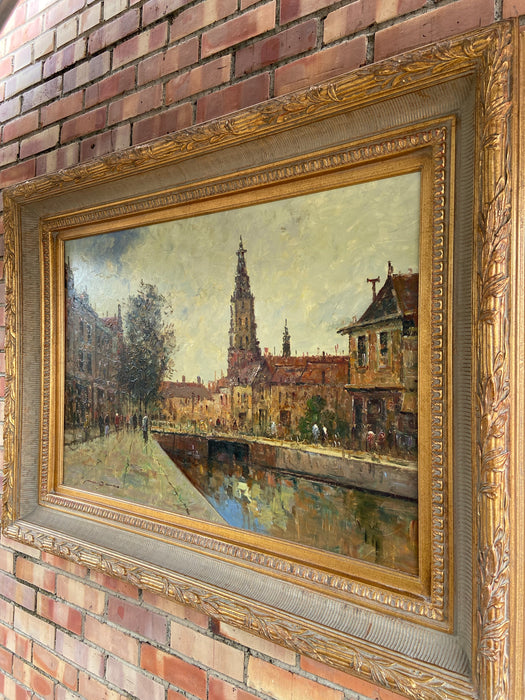 IMPRESSIONIST OIL PAINTING OF EUROPEAN CITYSCAPE